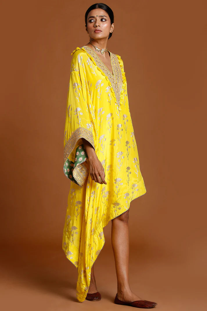 Lemon Yellow Periwinkle Kaftan