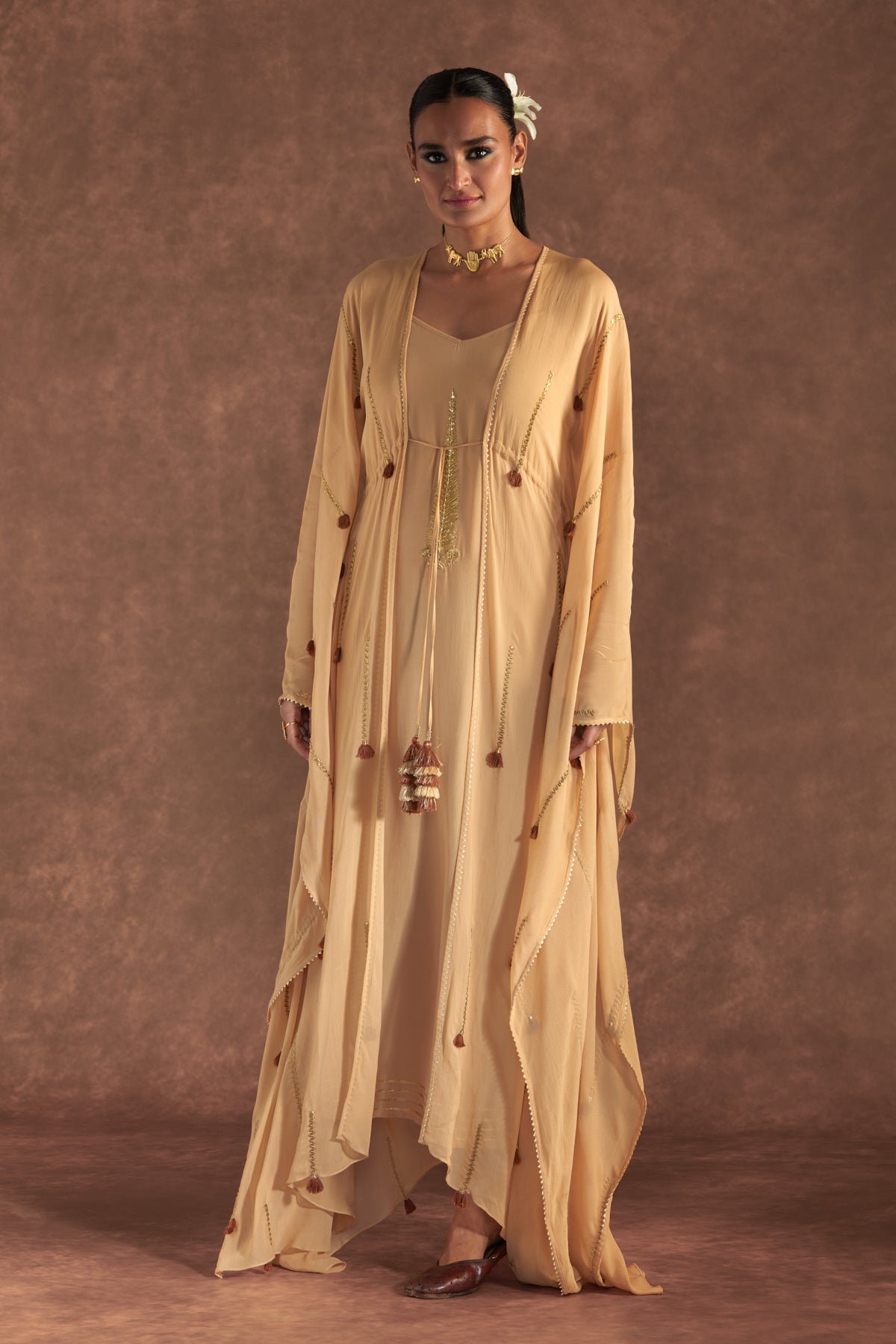 OATMEAL 'PAAN-PATTI' COVER-UP KAFTAN