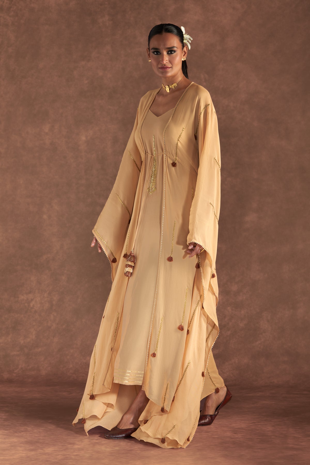 OATMEAL 'PAAN-PATTI' COVER-UP KAFTAN