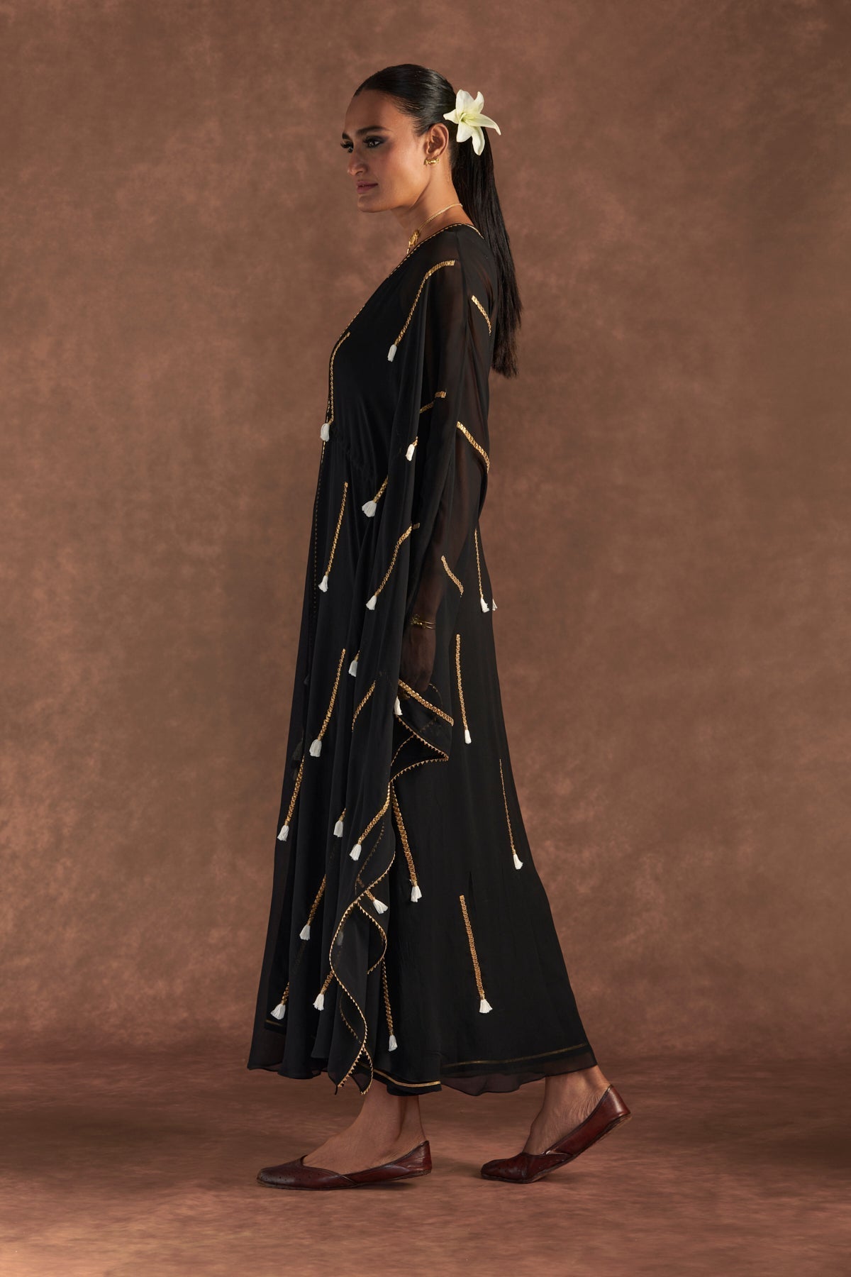 BLACK 'PAAN-PATTI' COVER-UP KAFTAN