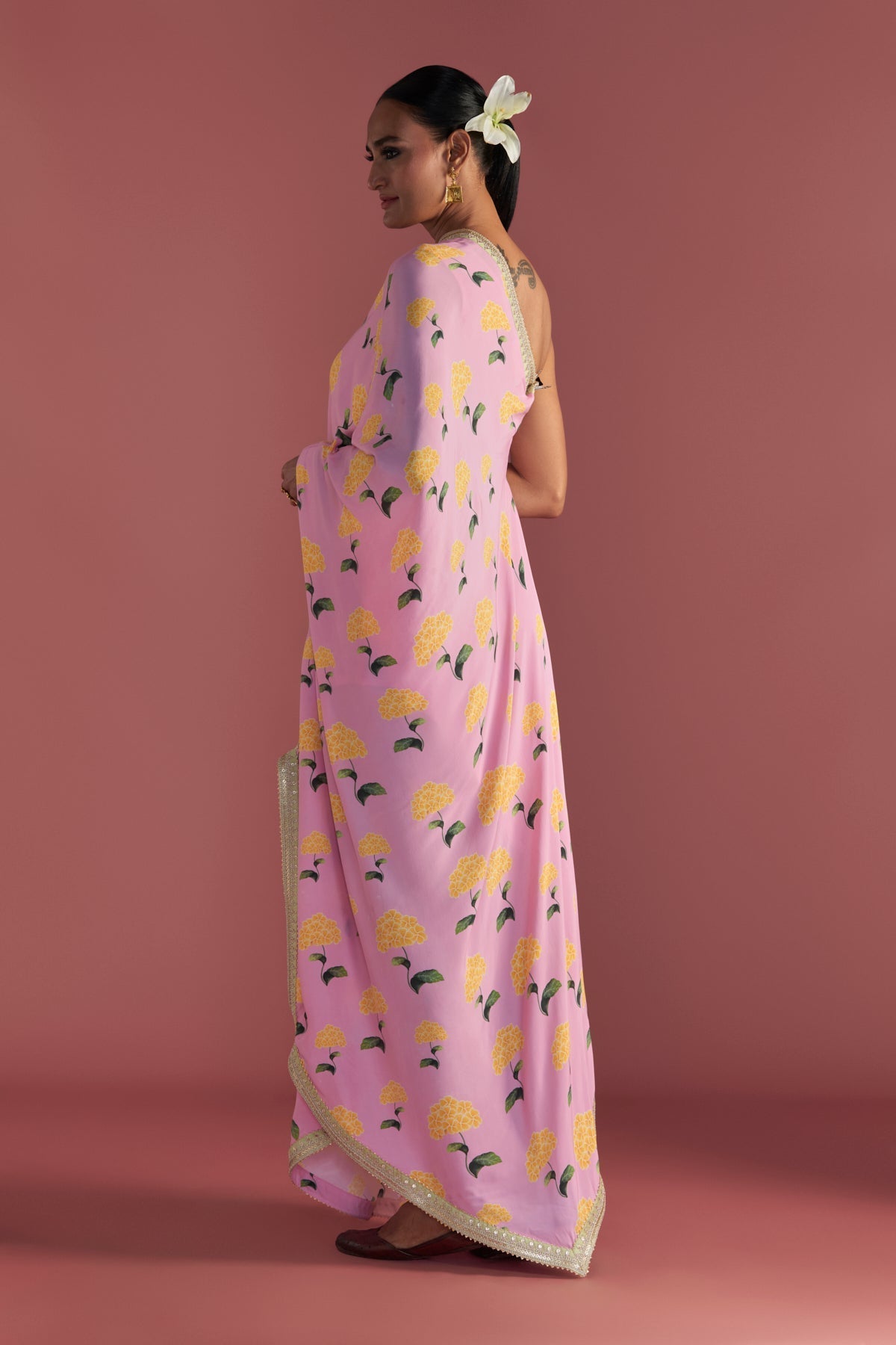 BLUSH HONEYCOMB ONE SHOULDER KAFTAN