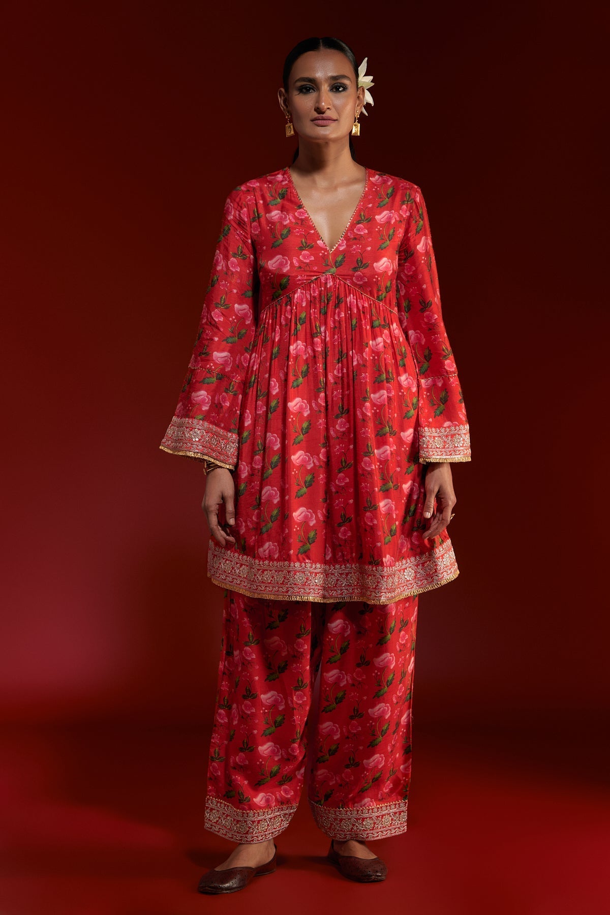 RED RAIN LILY SALWAR SET