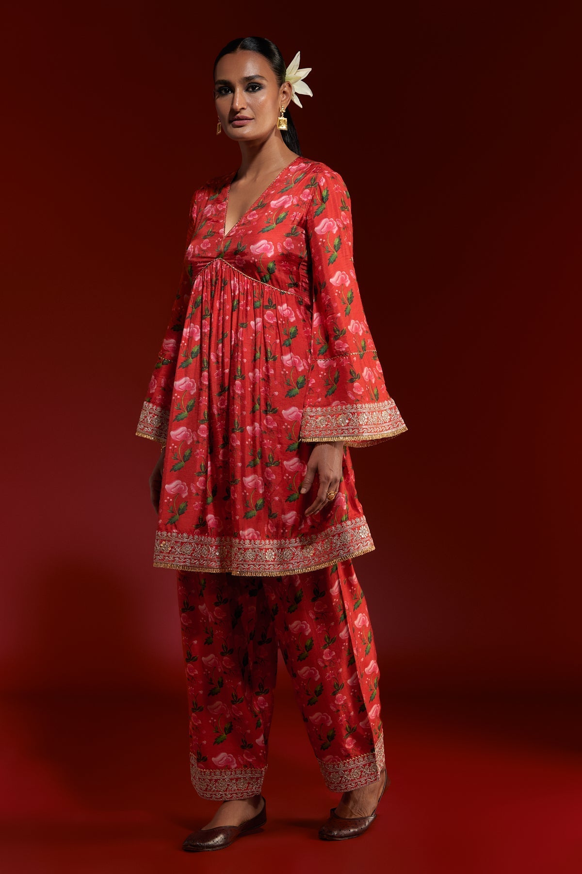 RED RAIN LILY SALWAR SET
