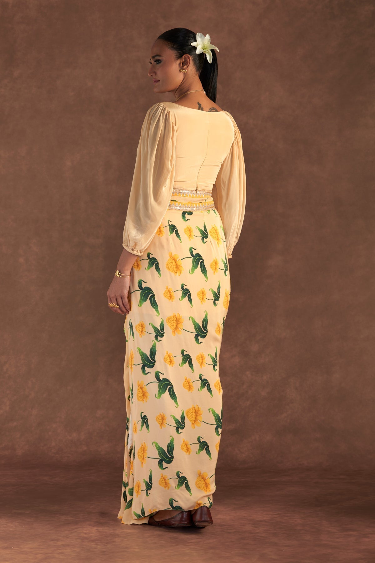 VANILLA POPPY PETAL DRAPE SKIRT SET