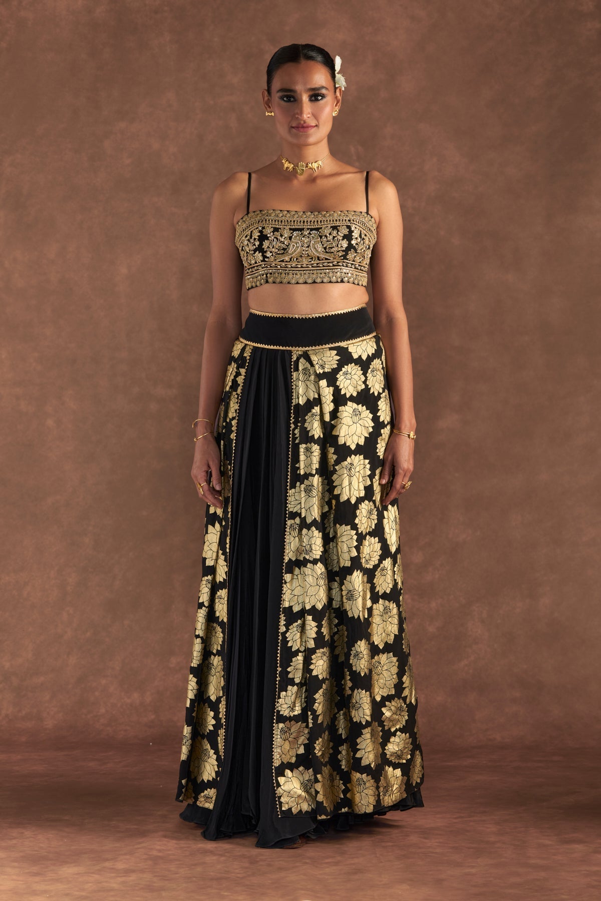 BLACK BERRYBLOOM LAYERED SKIRT SET