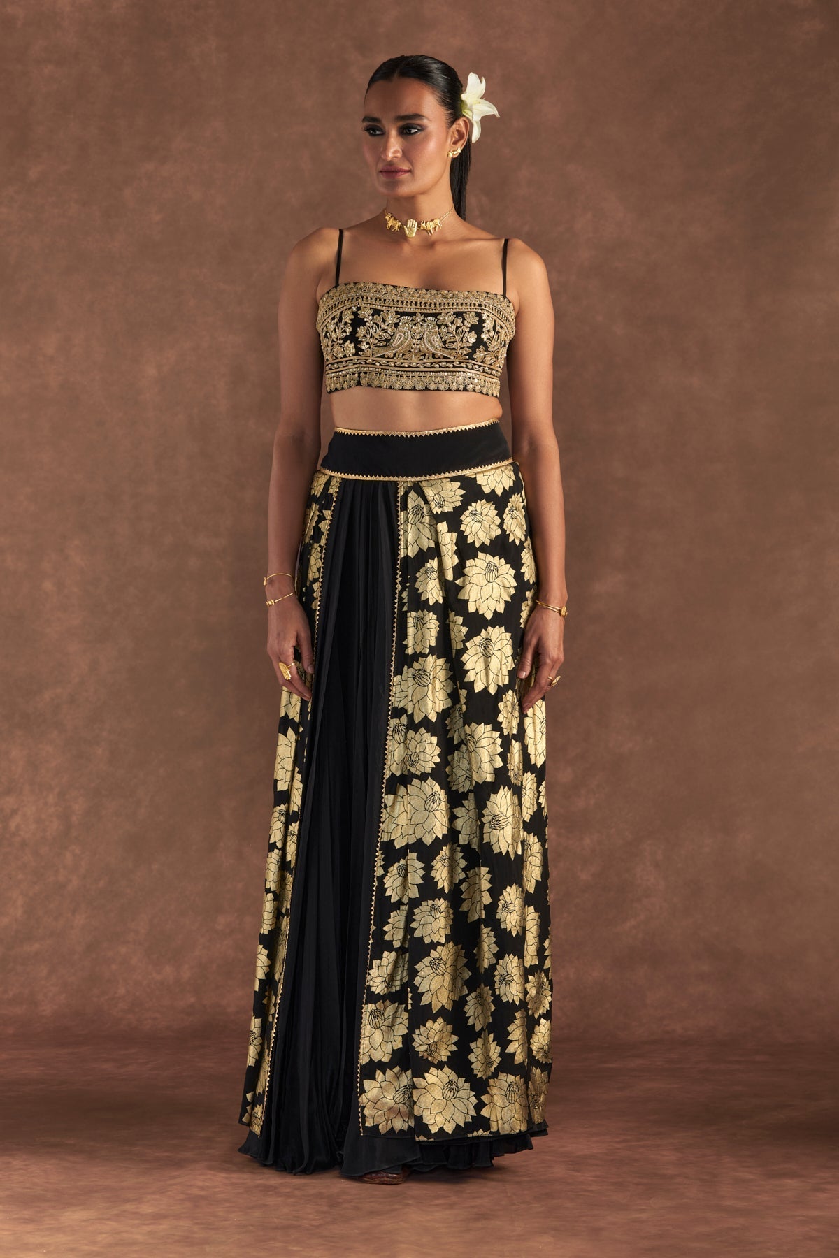 BLACK BERRYBLOOM LAYERED SKIRT SET