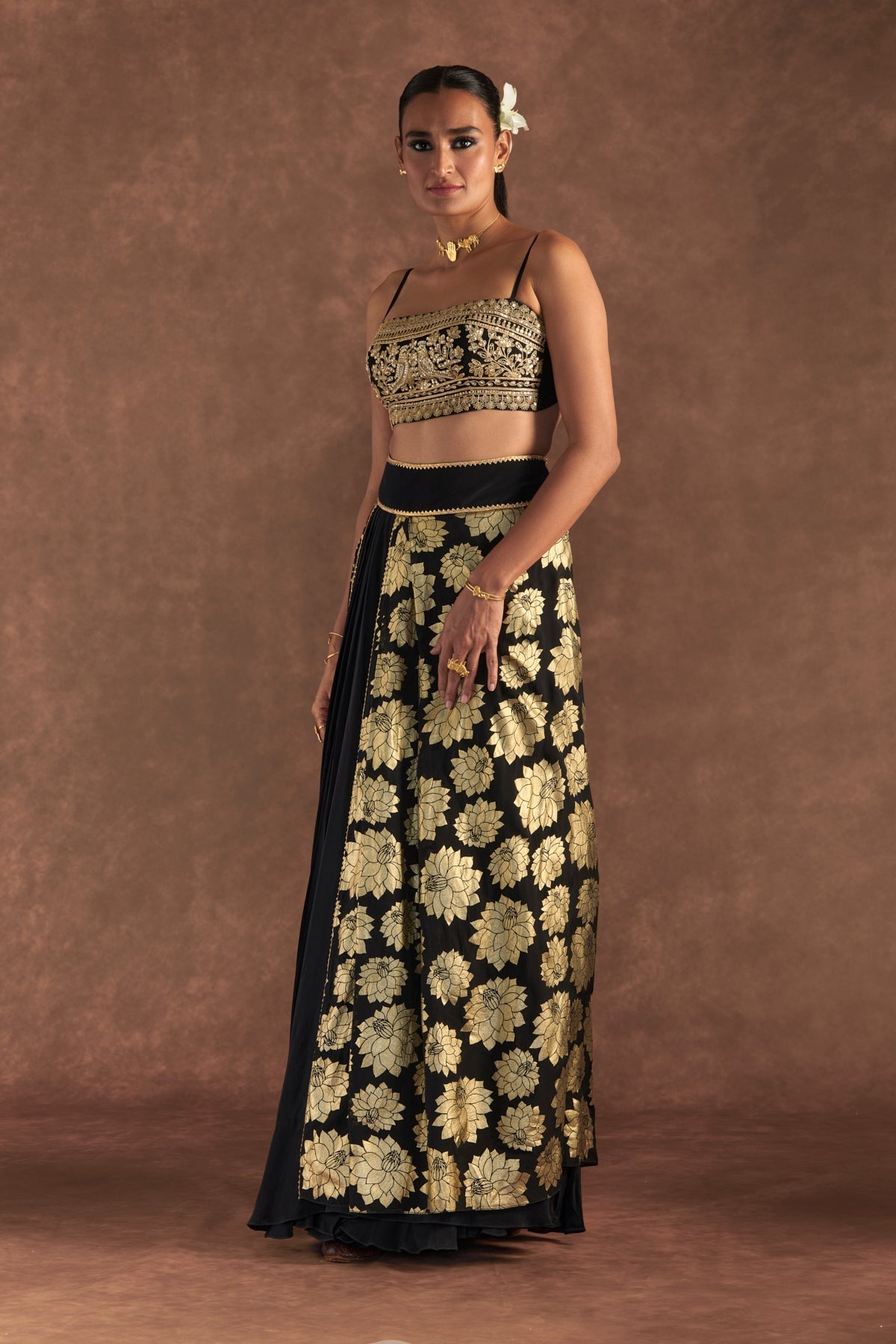 BLACK BERRYBLOOM LAYERED SKIRT SET