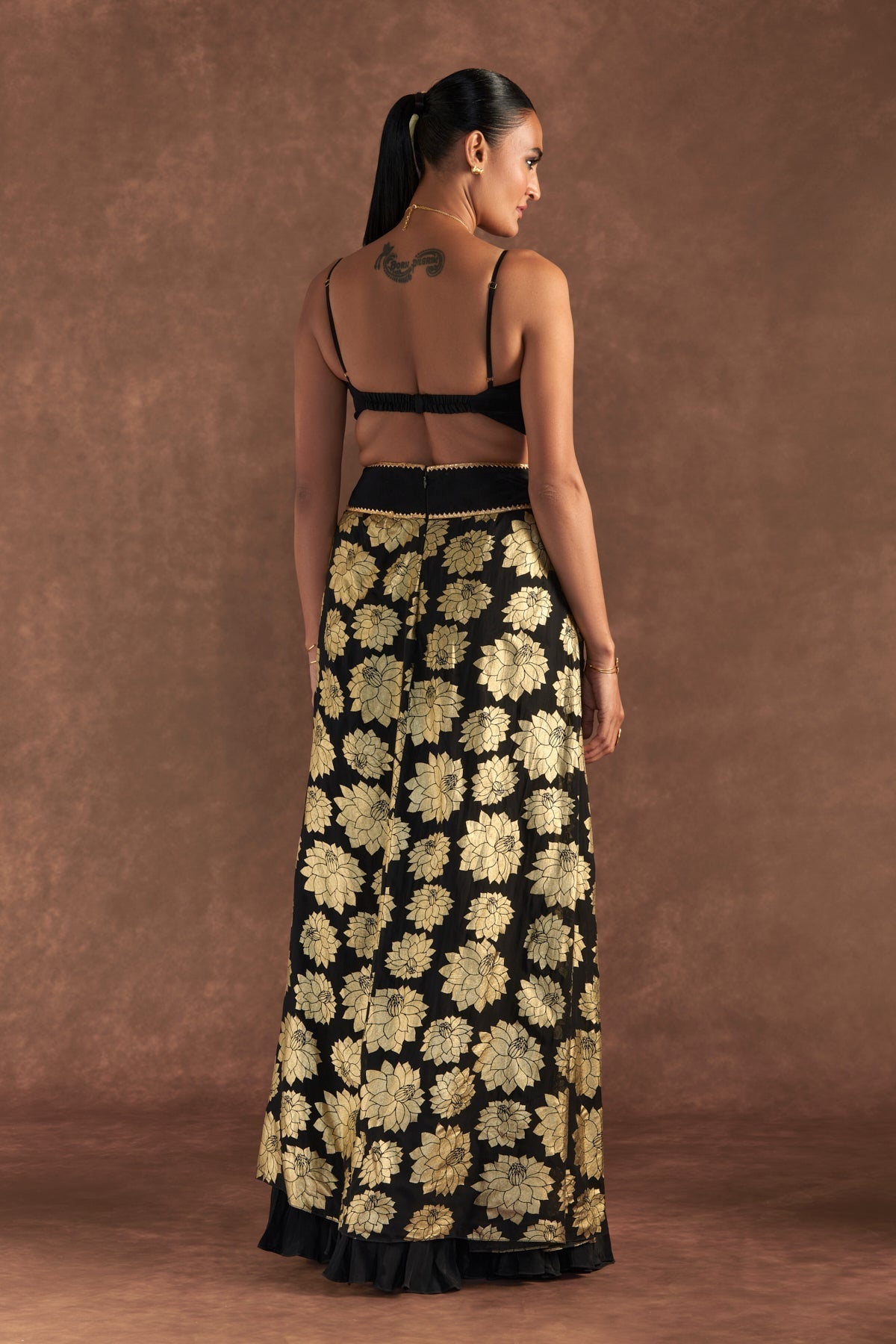 BLACK BERRYBLOOM LAYERED SKIRT SET