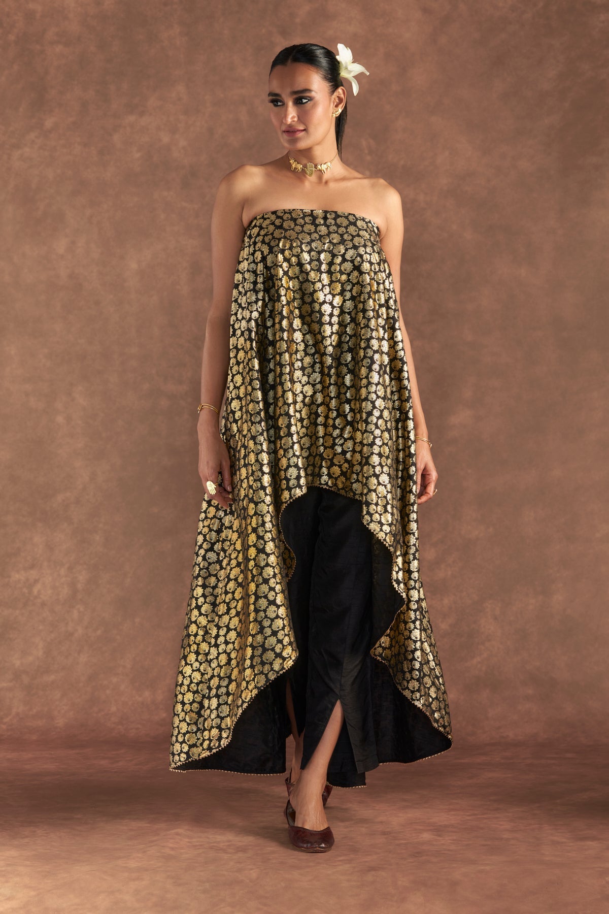 BLACK BERRYBLOOM HIGH-LOW TUBE TOP SET