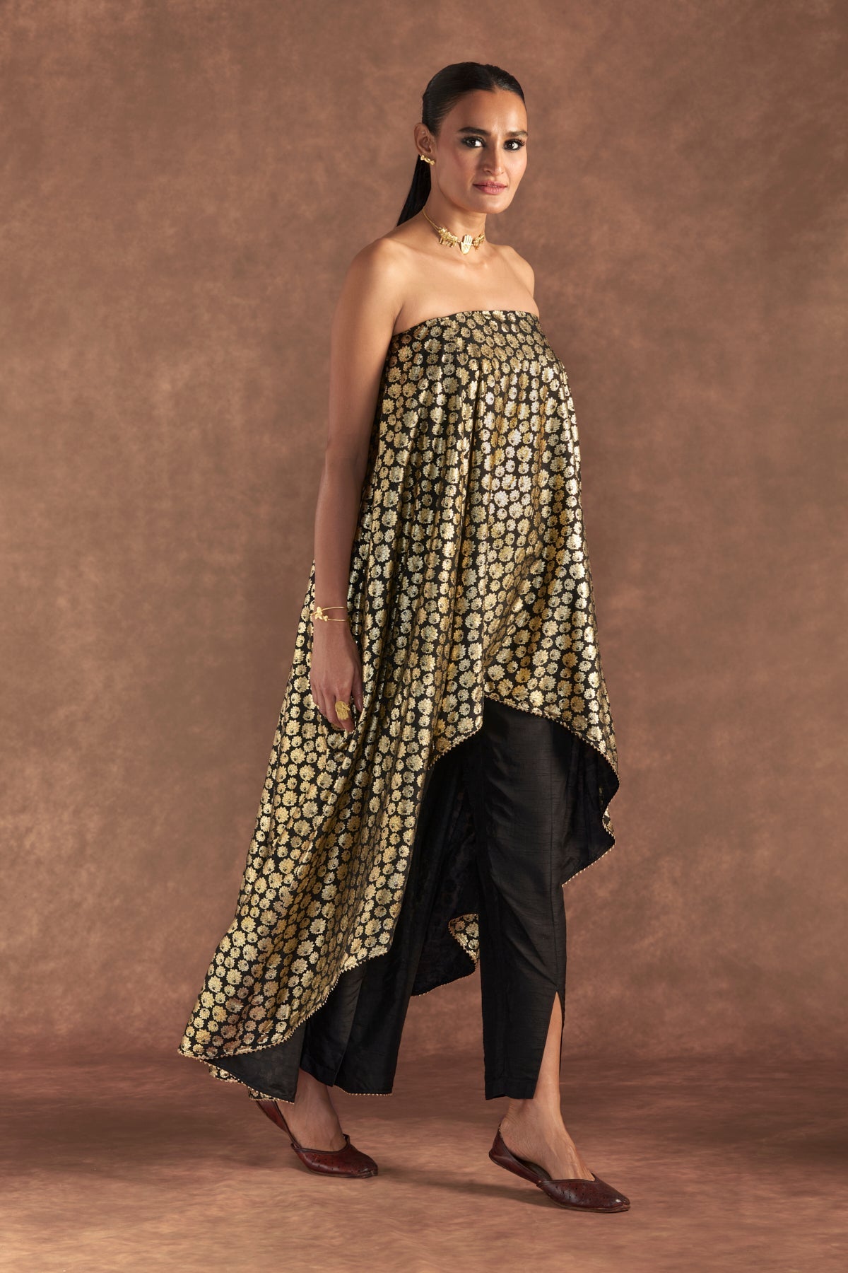 BLACK BERRYBLOOM HIGH-LOW TUBE TOP SET