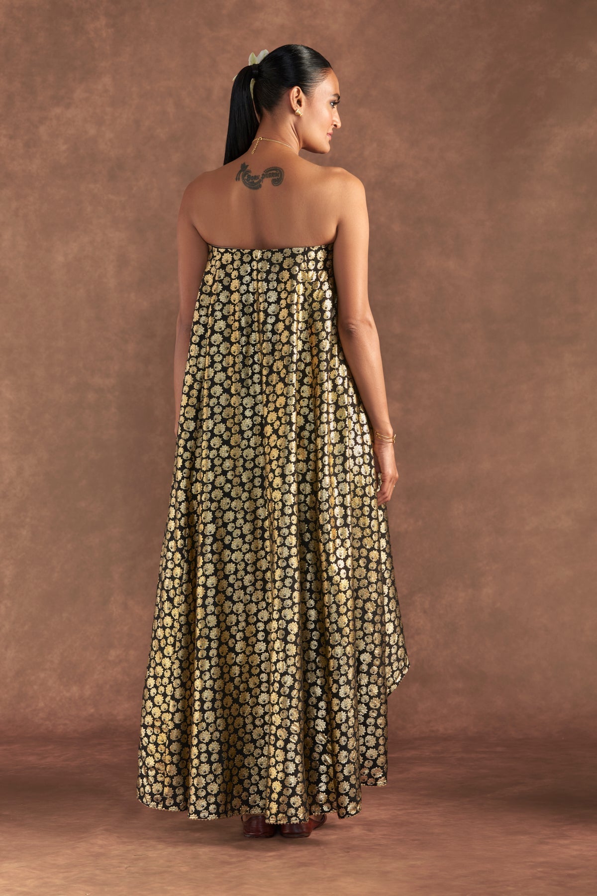 BLACK BERRYBLOOM HIGH-LOW TUBE TOP SET