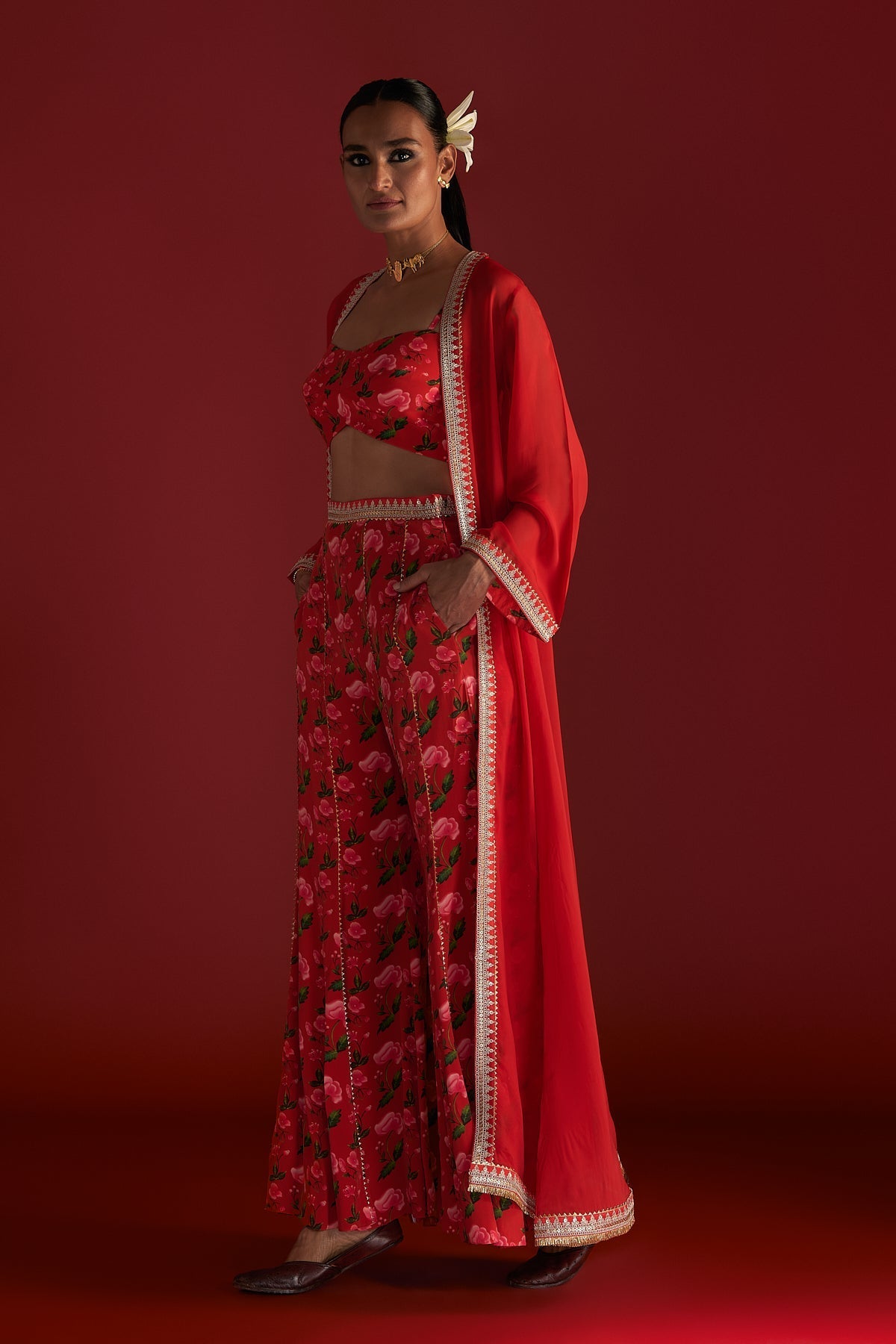 RED RAIN LILY CAPE SET