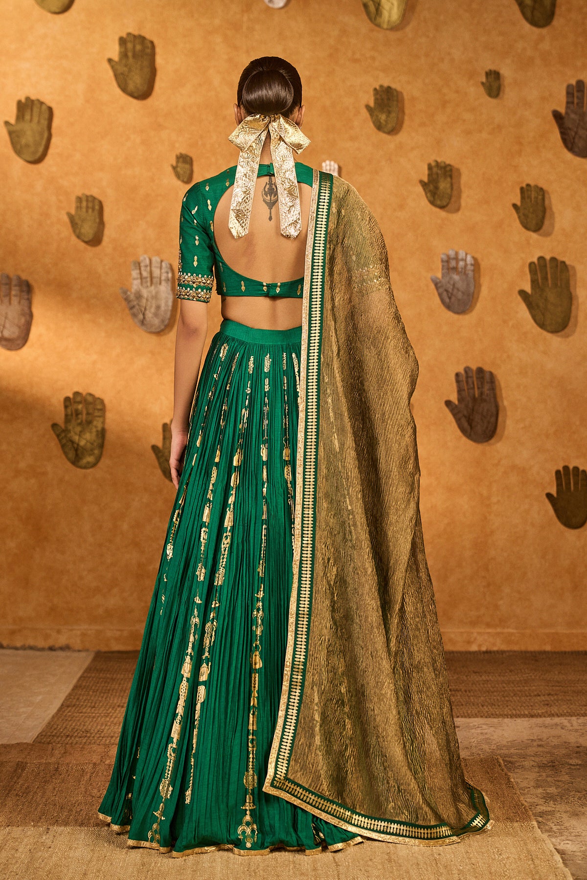 GREEN TOTEM LINE LEHENGA SET