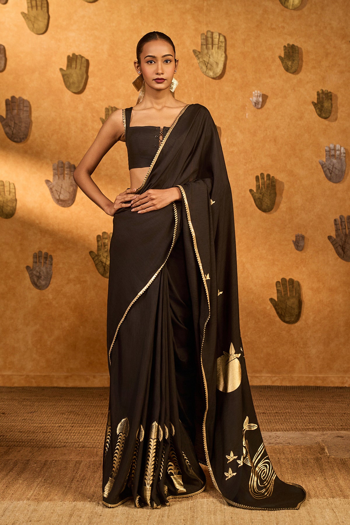 BLACK STILLWATER BLOOM SAREE