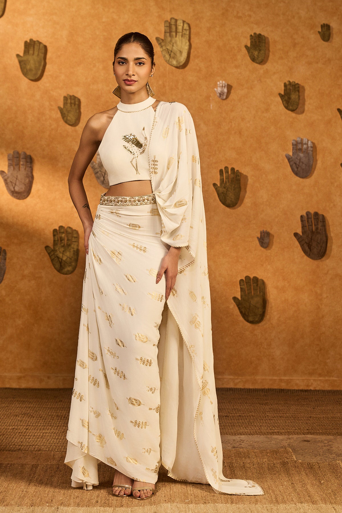 IVORY SOFT LANTERN STICTHED SAREE