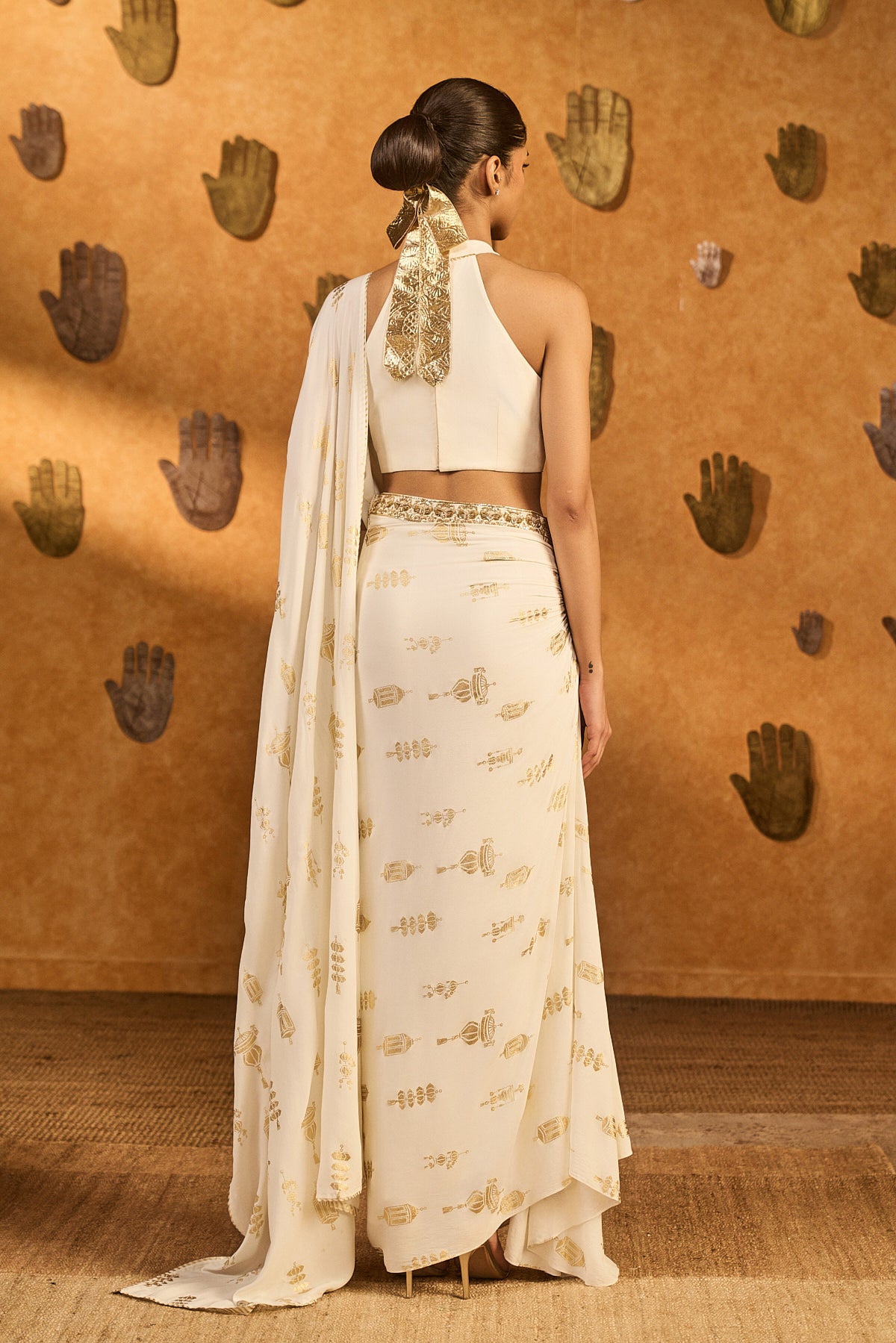 IVORY SOFT LANTERN STICTHED SAREE