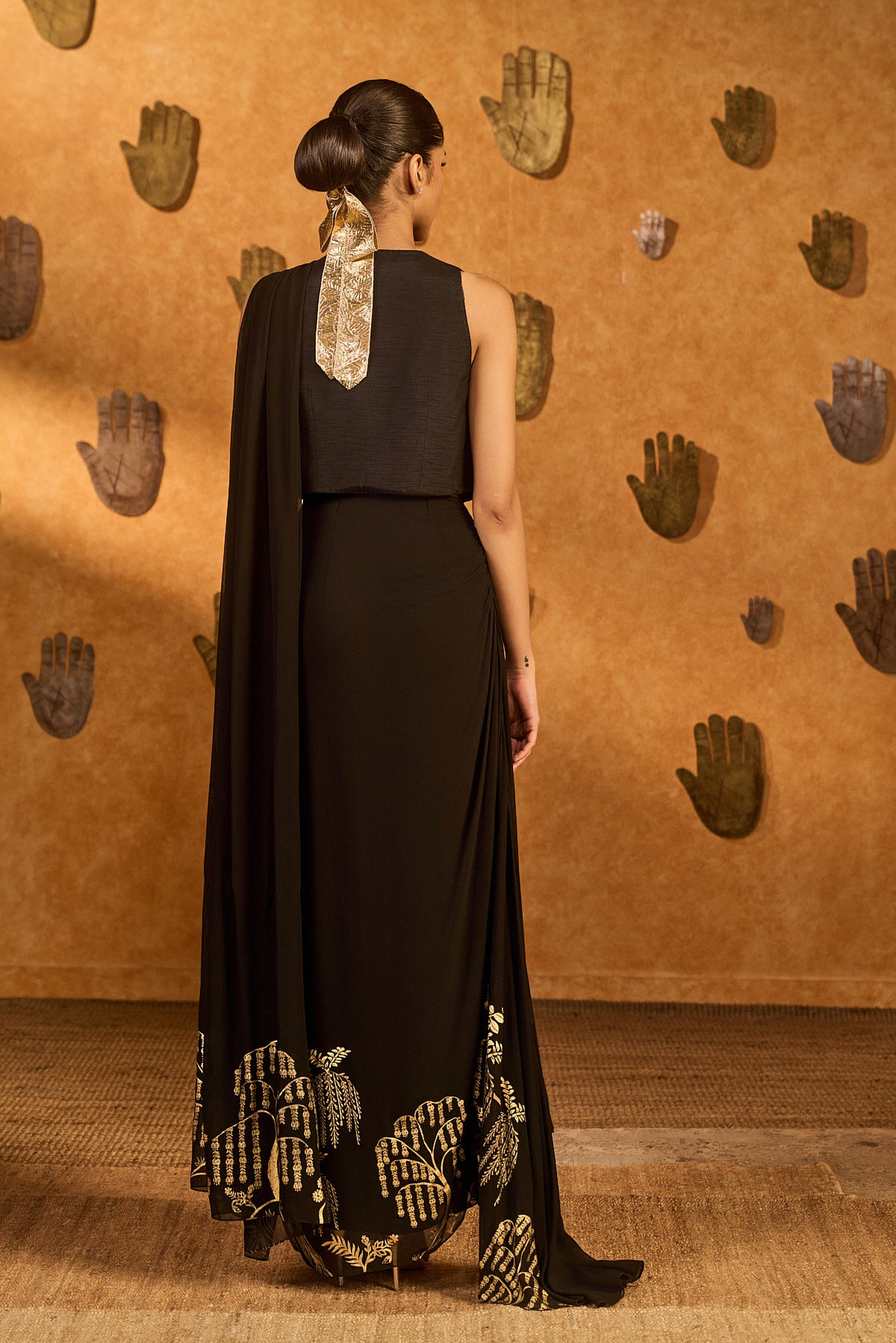 BLACK ZEN STITCHED SAREE