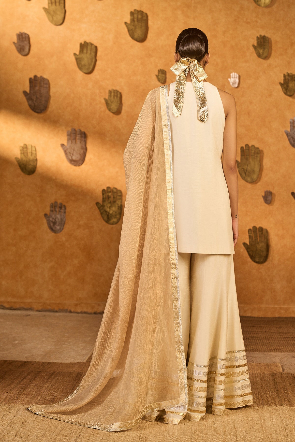 IVORY GILDED SHARARA SET