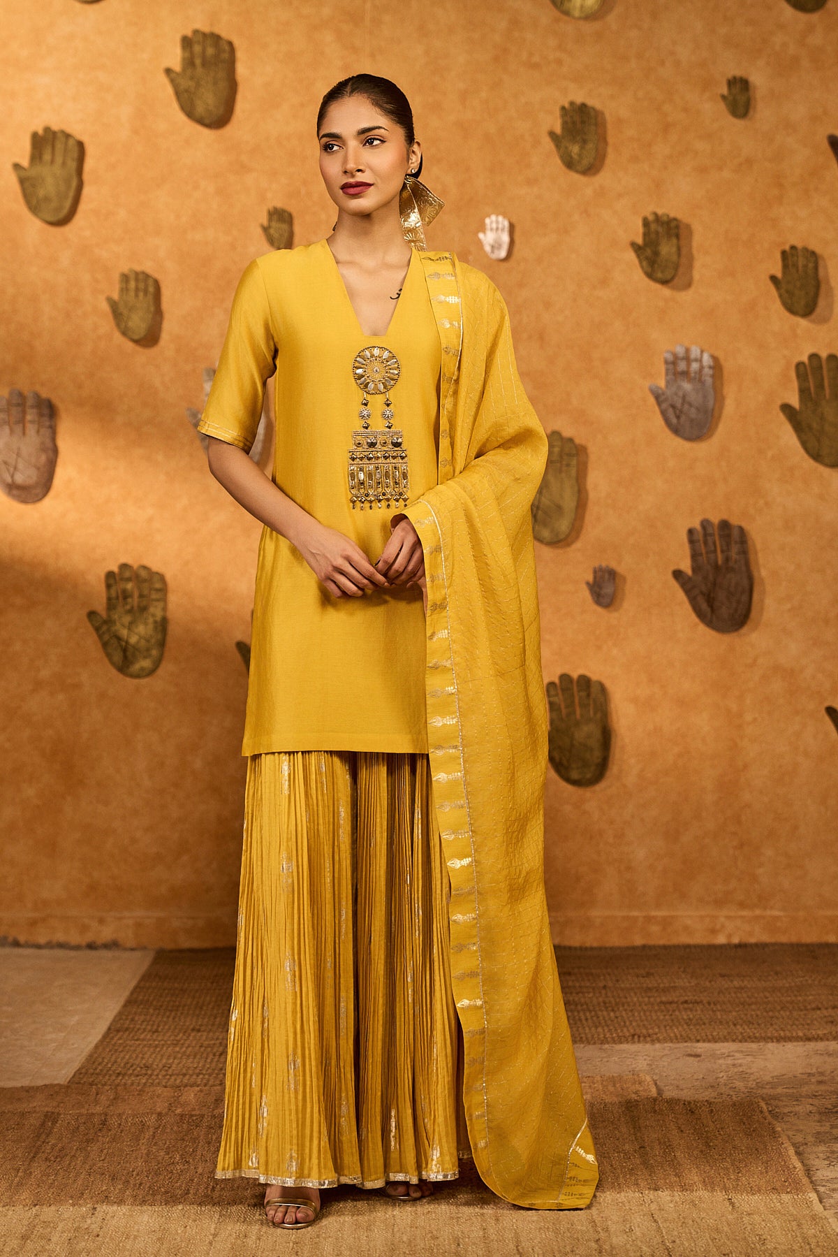 SPICED OCHRE GILDED KETTLE KURTA SET