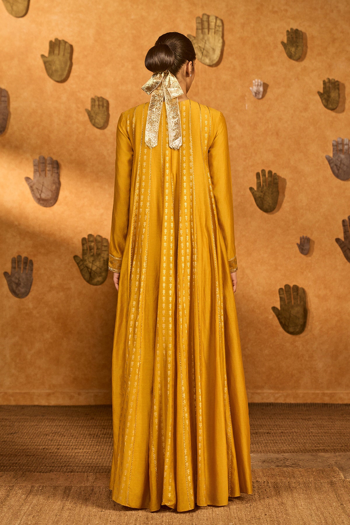 OCHRE SNOW LIGHT ANARKALI SET