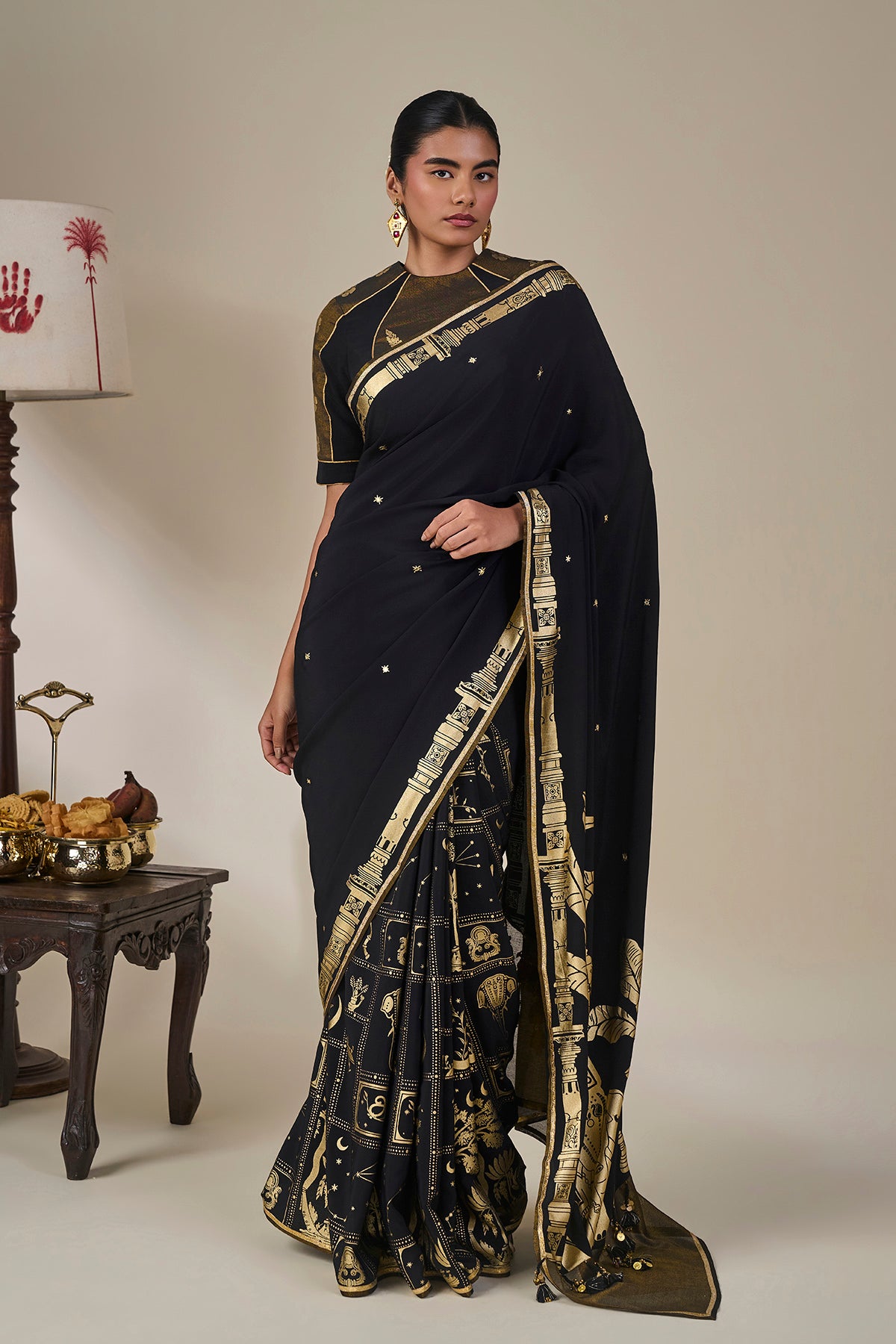 Black Malabar Grove Saree