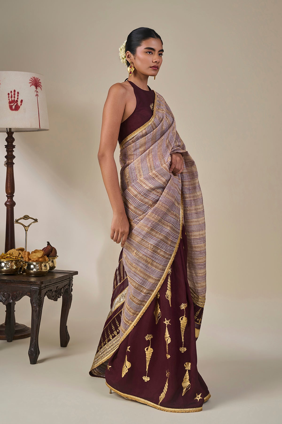Plum Kochi Counch Saree