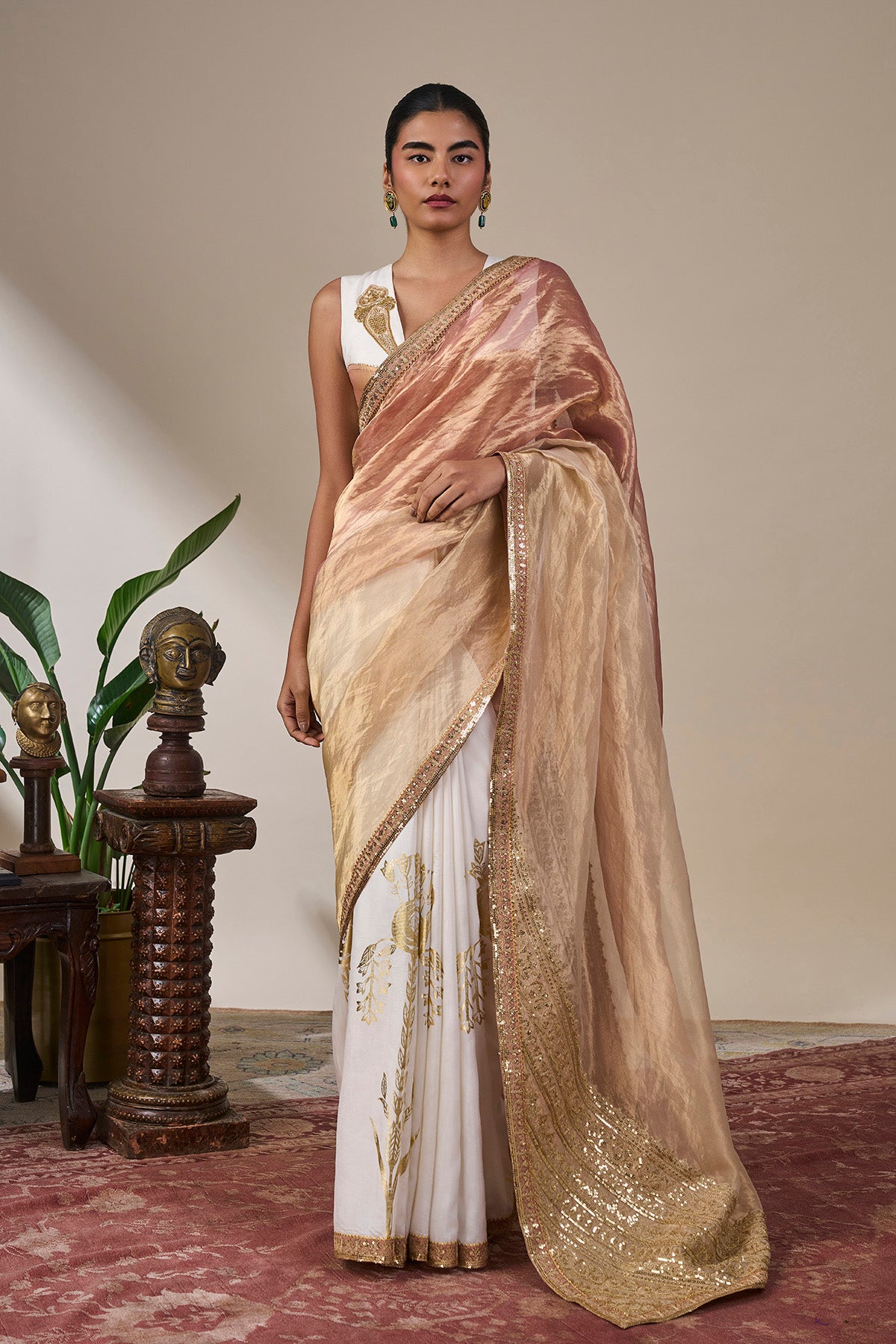 Ivory Botanica Saree