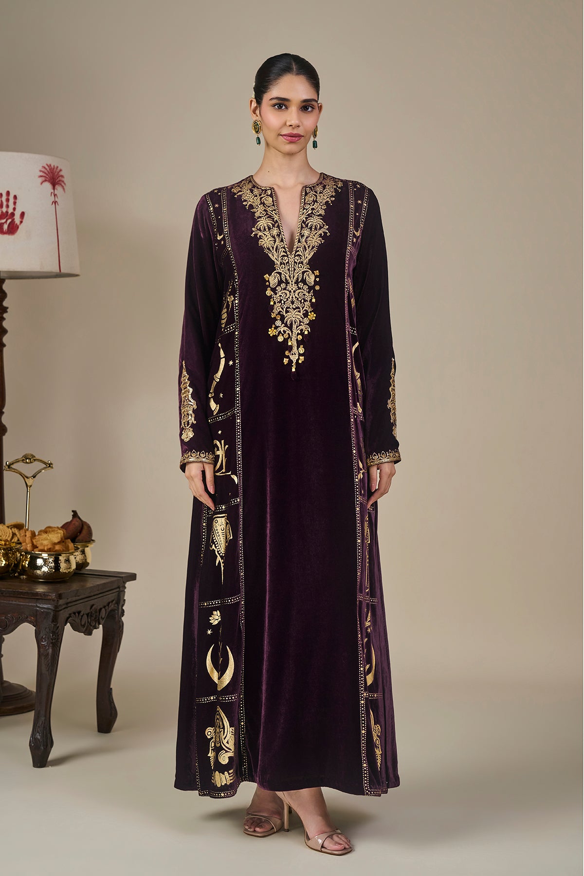 Plum Tropical Stardust Kaftan