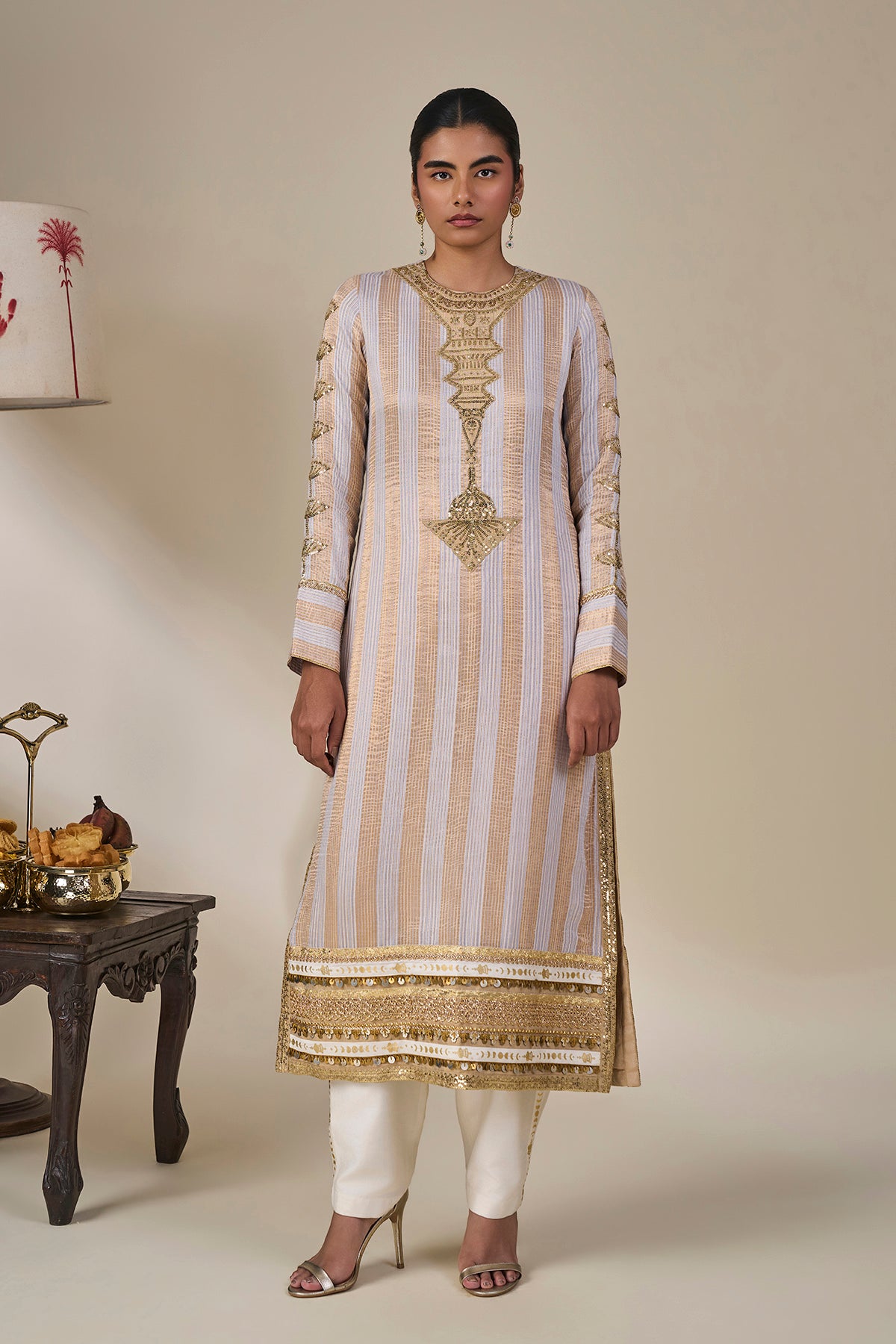 Lilac Cosmic Ascent Stripe Kurta Set