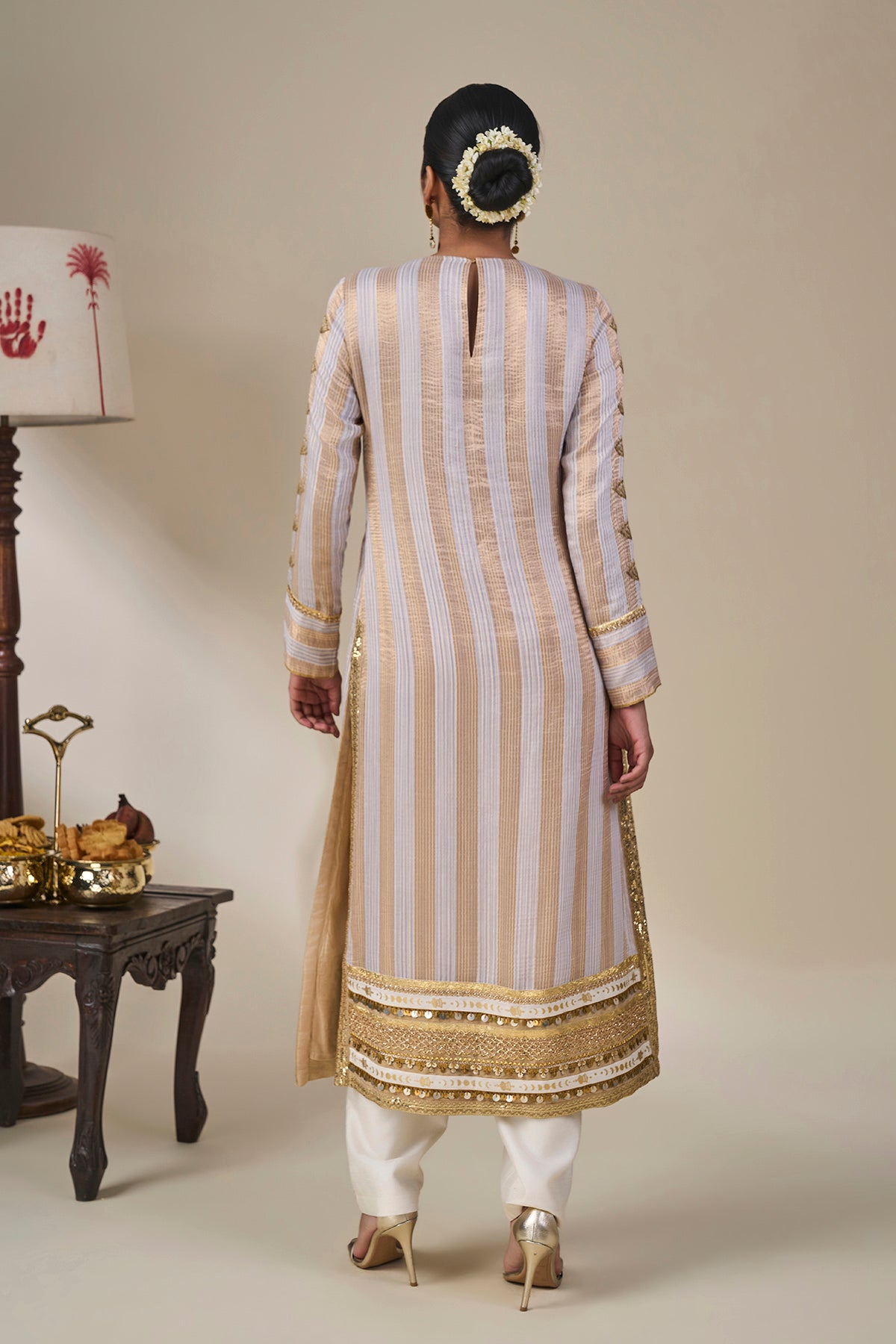 Lilac Cosmic Ascent Stripe Kurta Set