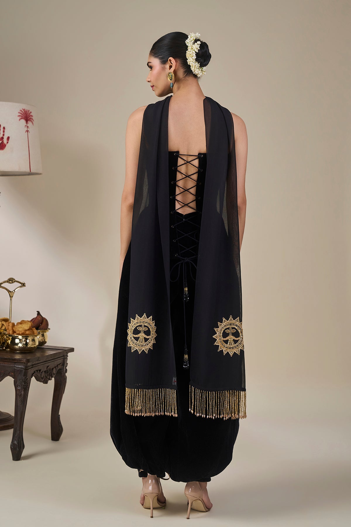 Black Blooming Sun Corset Set