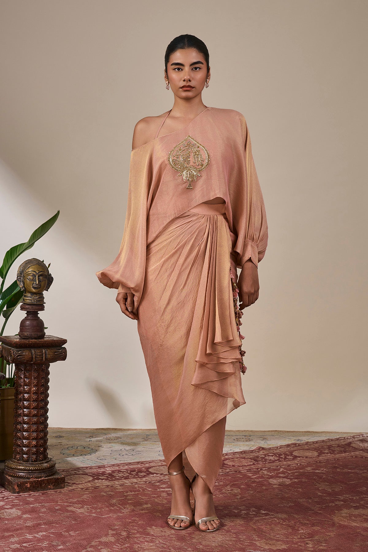 Gulab Rosette Drape Skirt Set