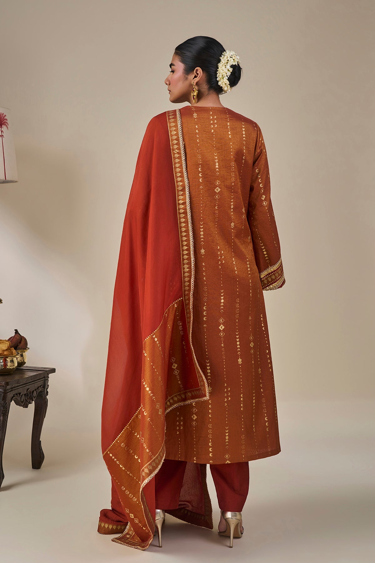 Rust Celestial Moonfall Kurta Set
