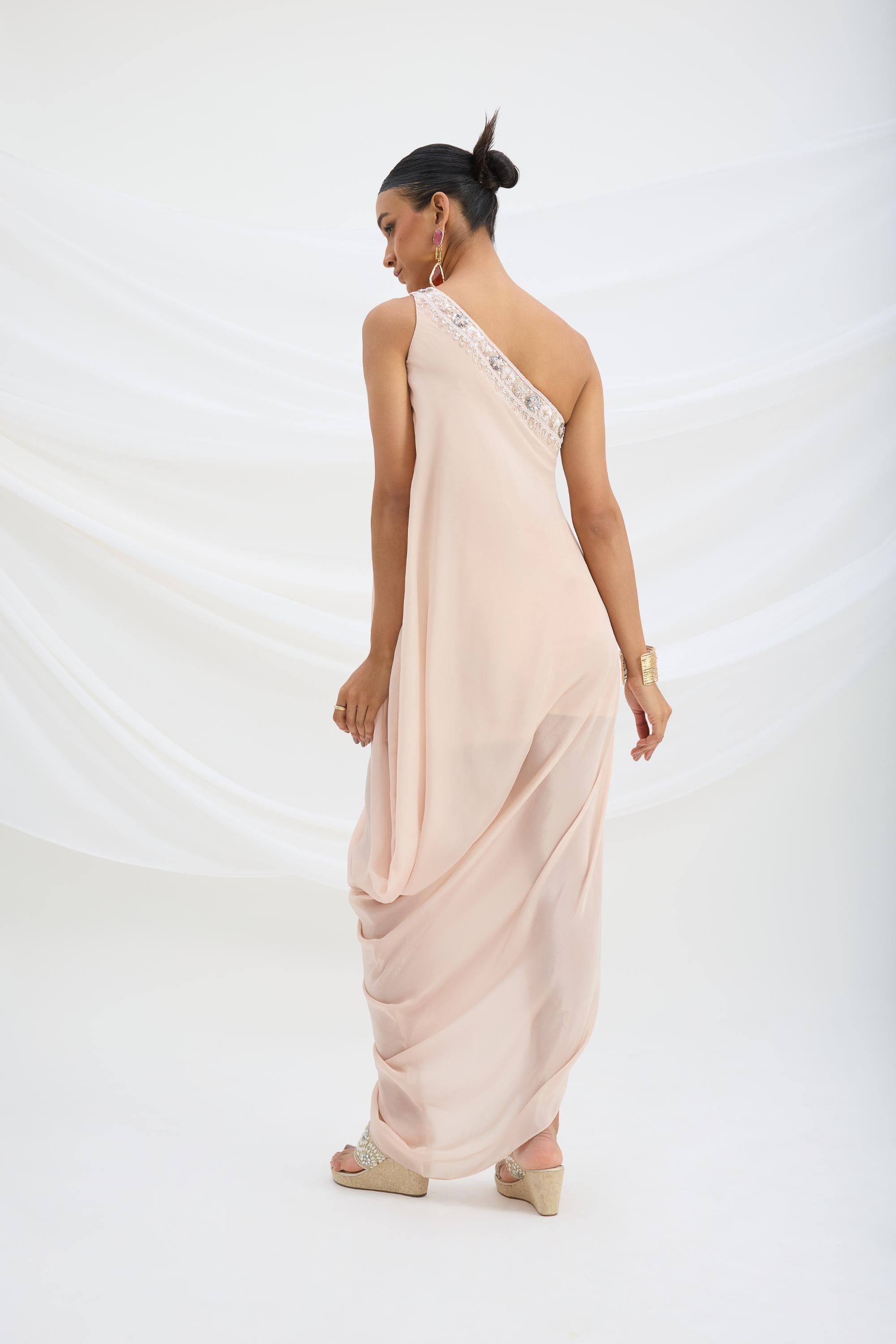 ONE SHOULDER DRAPE DRESS