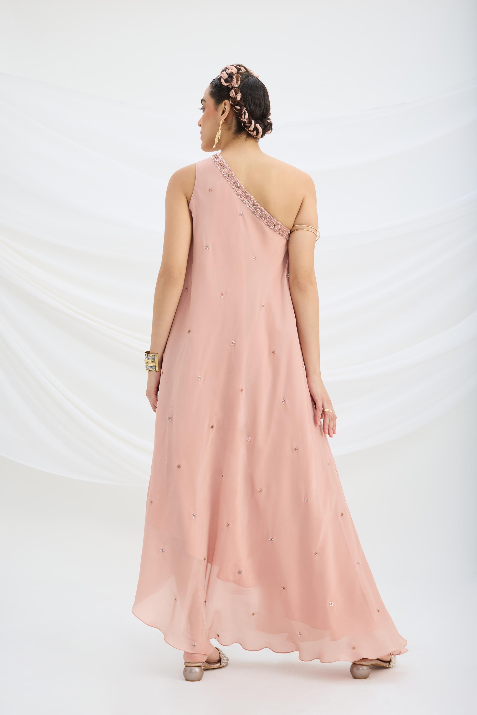 ONE SHOULDER DRAPE DRESS