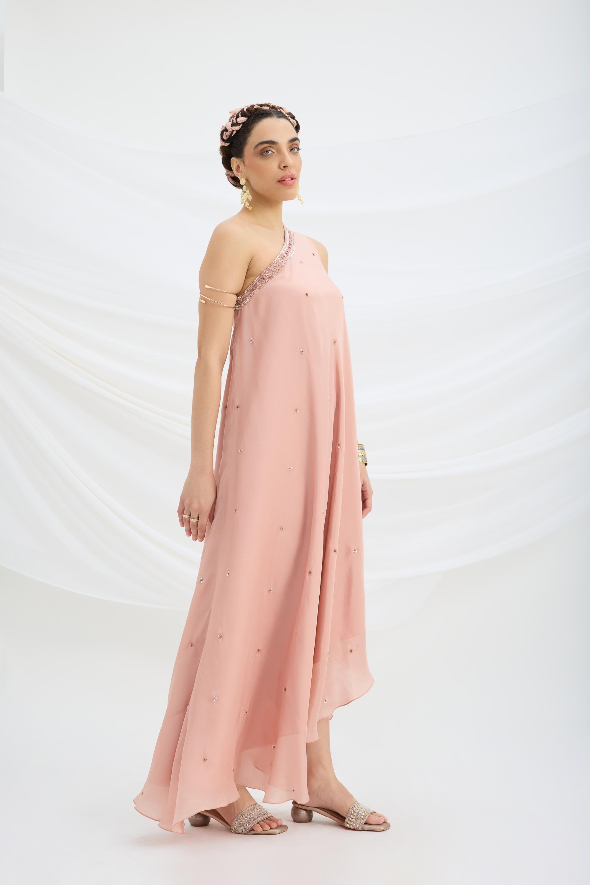 ONE SHOULDER DRAPE DRESS