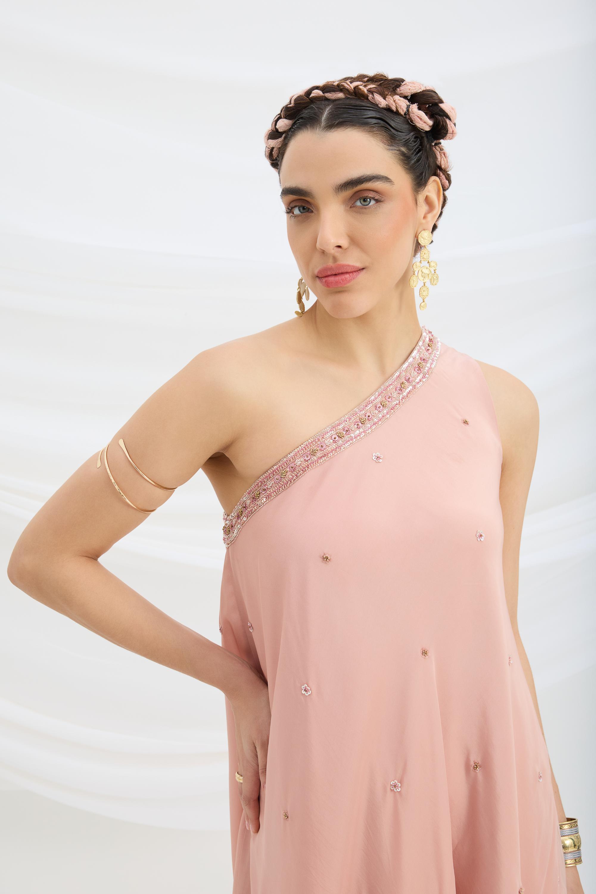 ONE SHOULDER DRAPE DRESS