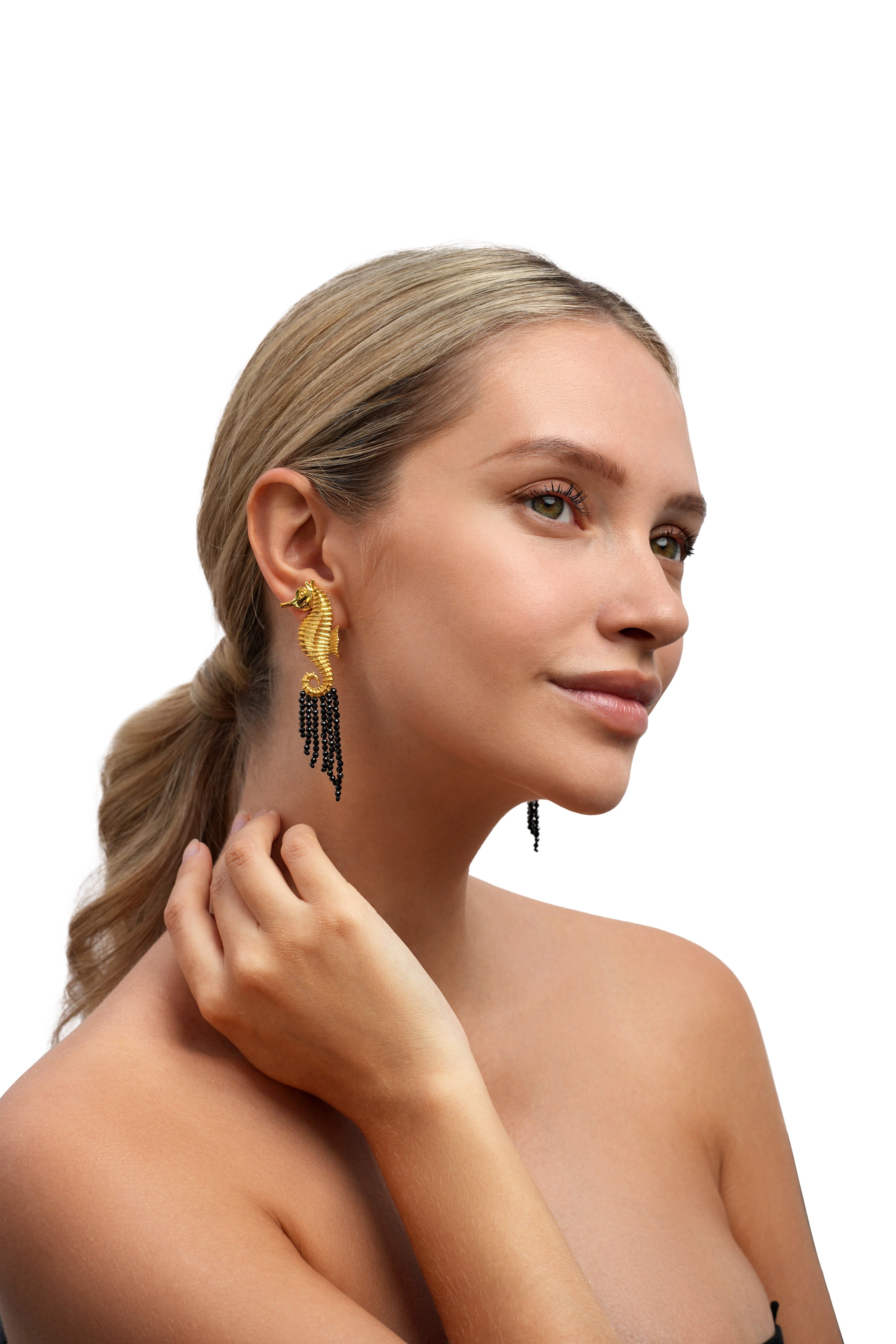 Golden Seahorse Earrings