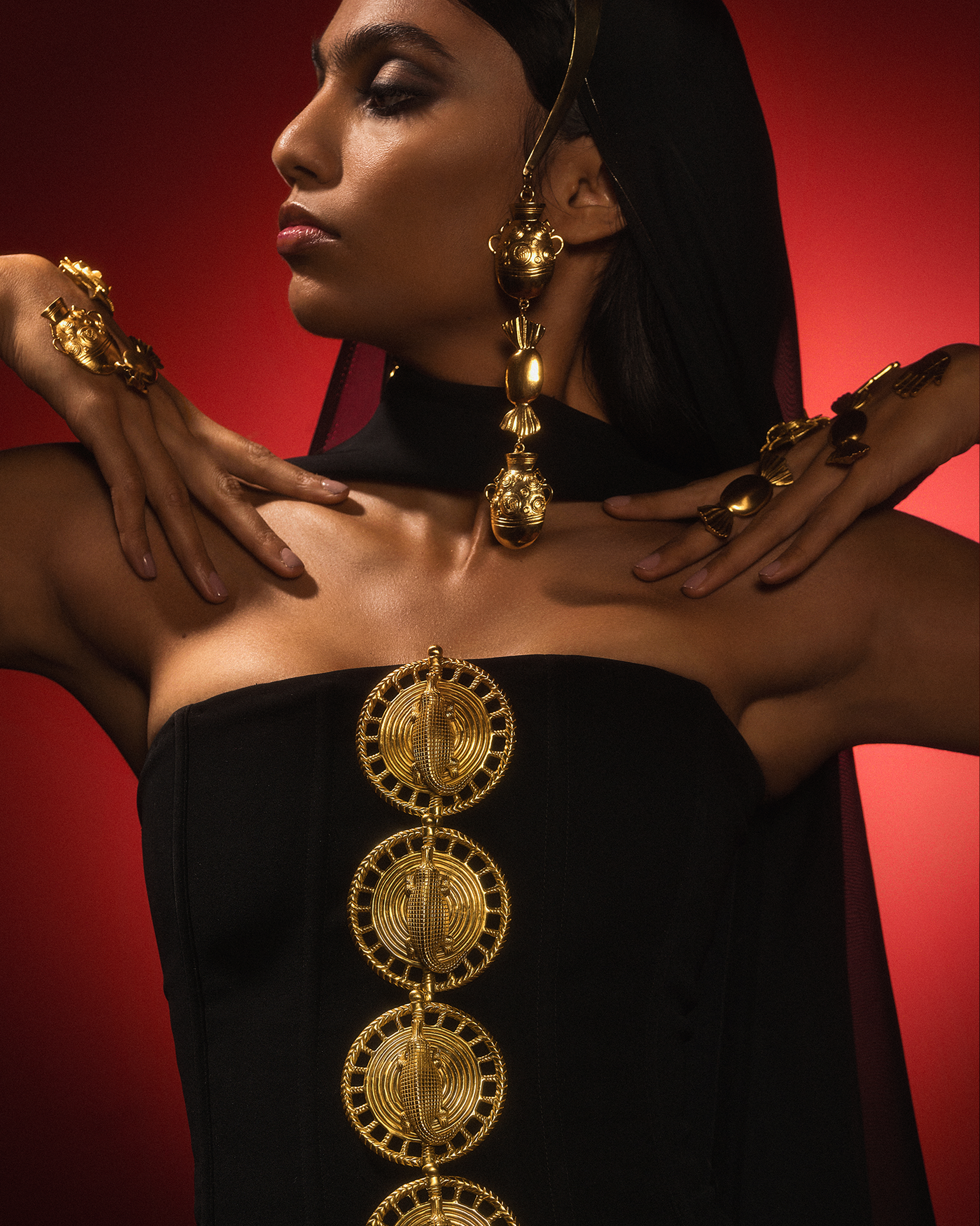 The Black Ghana Gator Corset Set