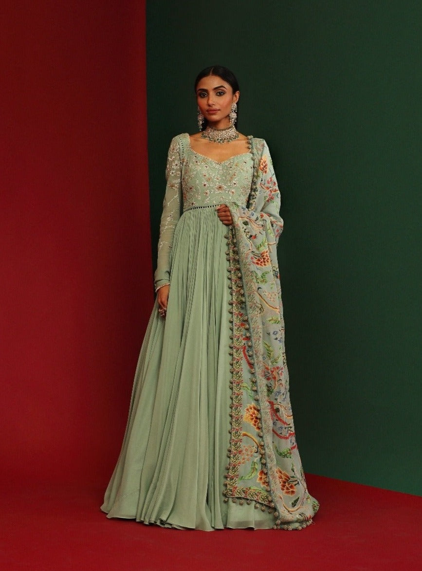 Jade embroidered anarkali set