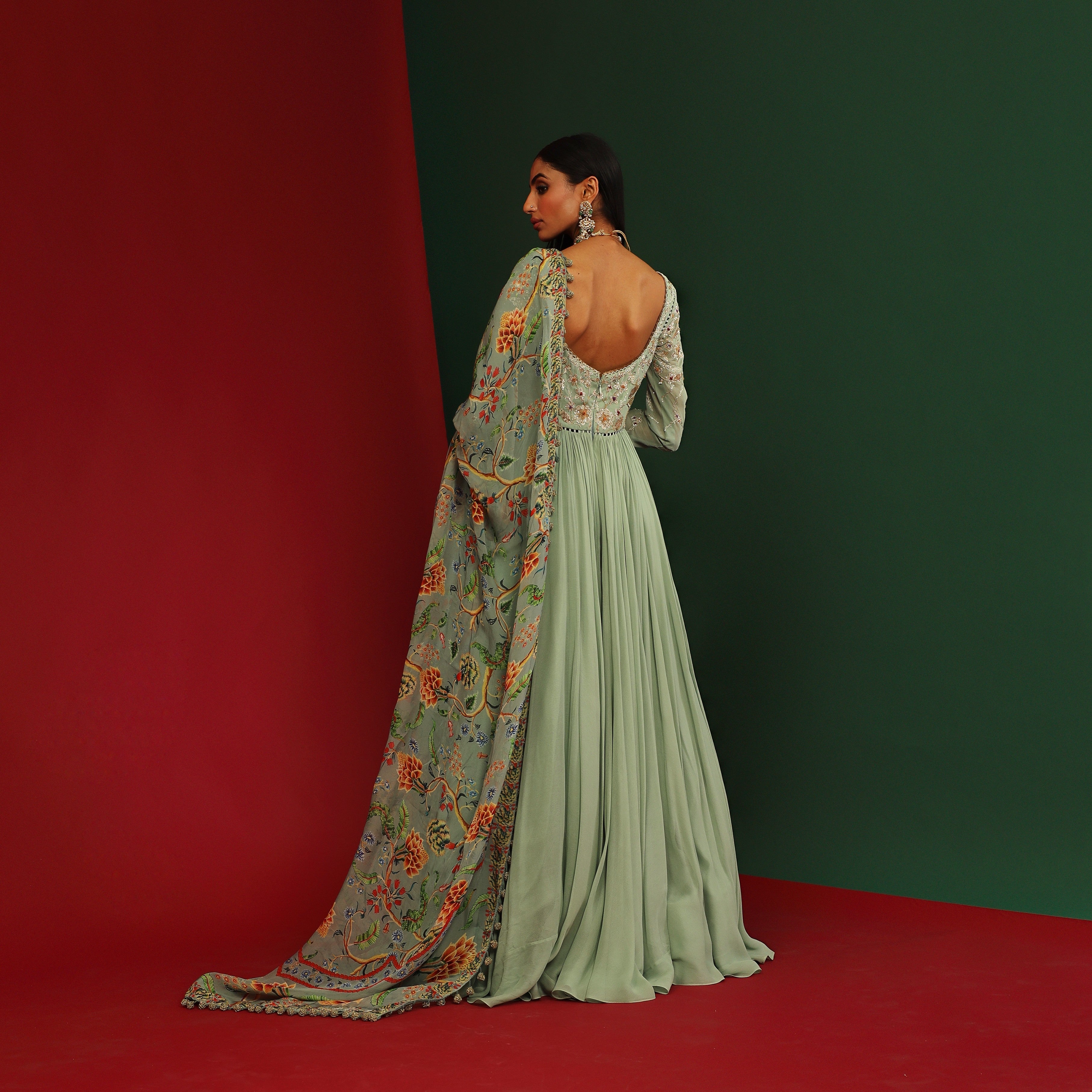 Jade embroidered anarkali set