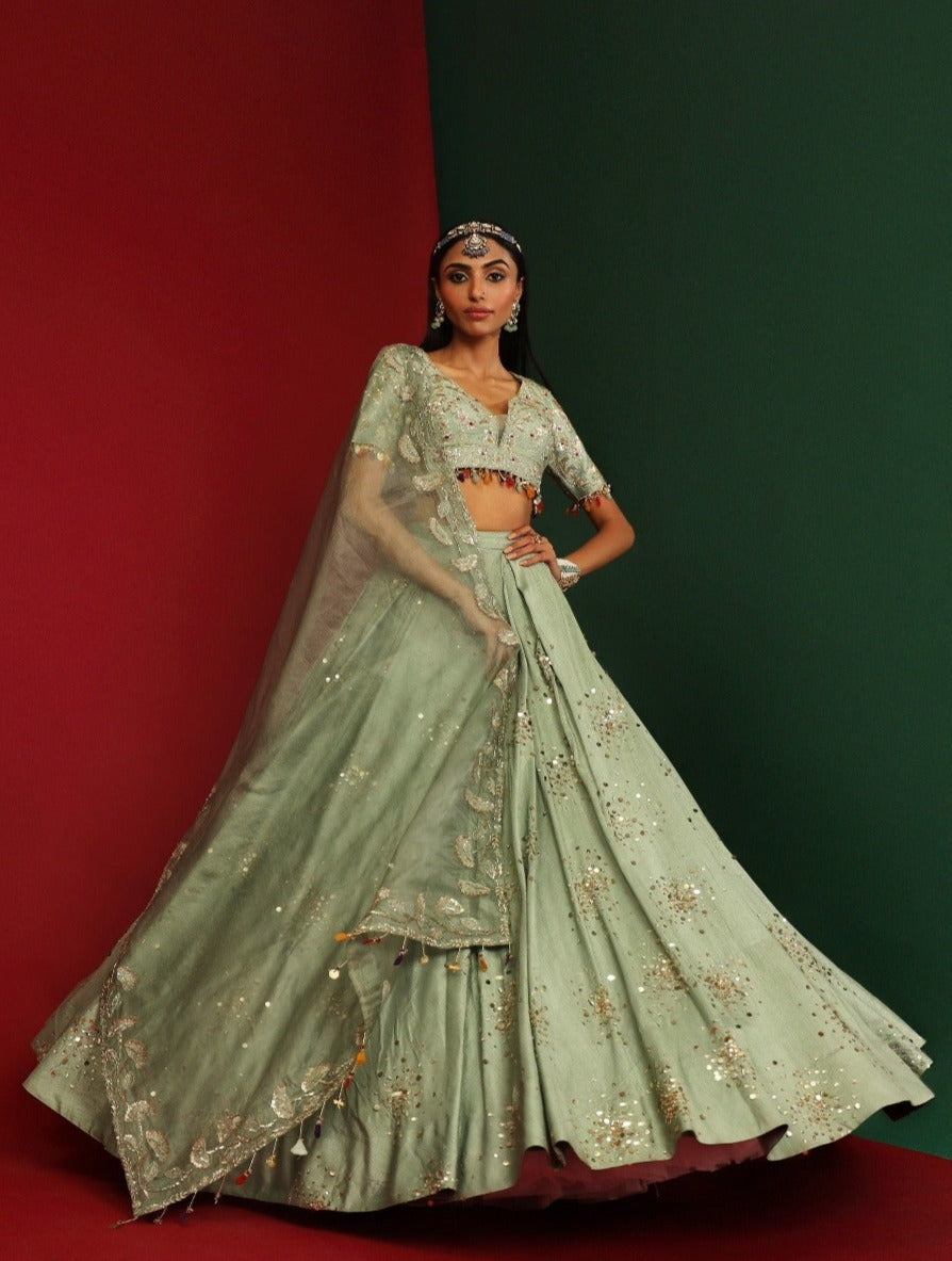 Jade embroidered Lehenga set
