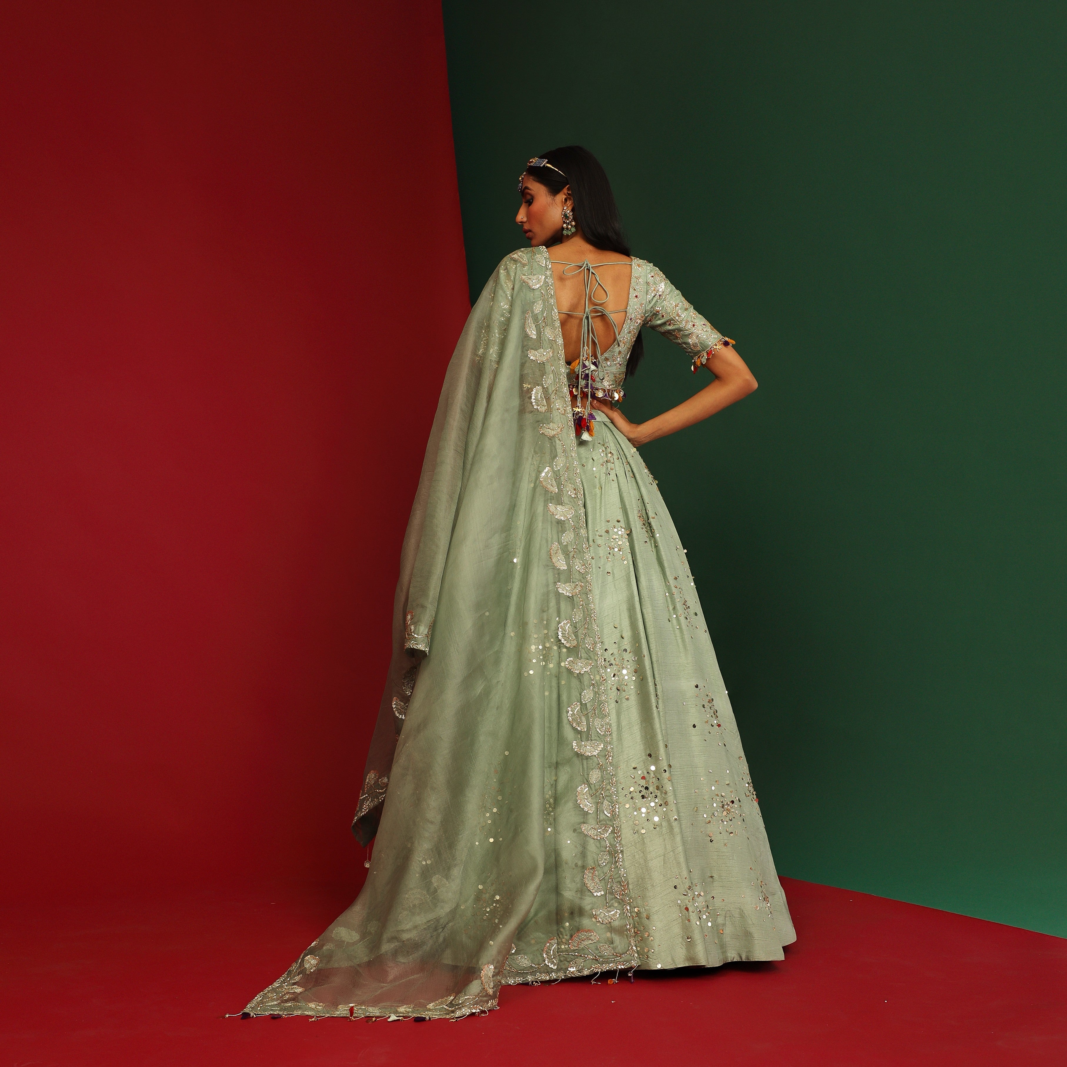 Jade embroidered Lehenga set