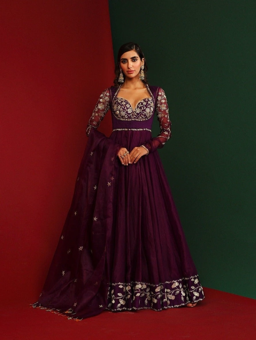 Grapevine embroidered anarkali set