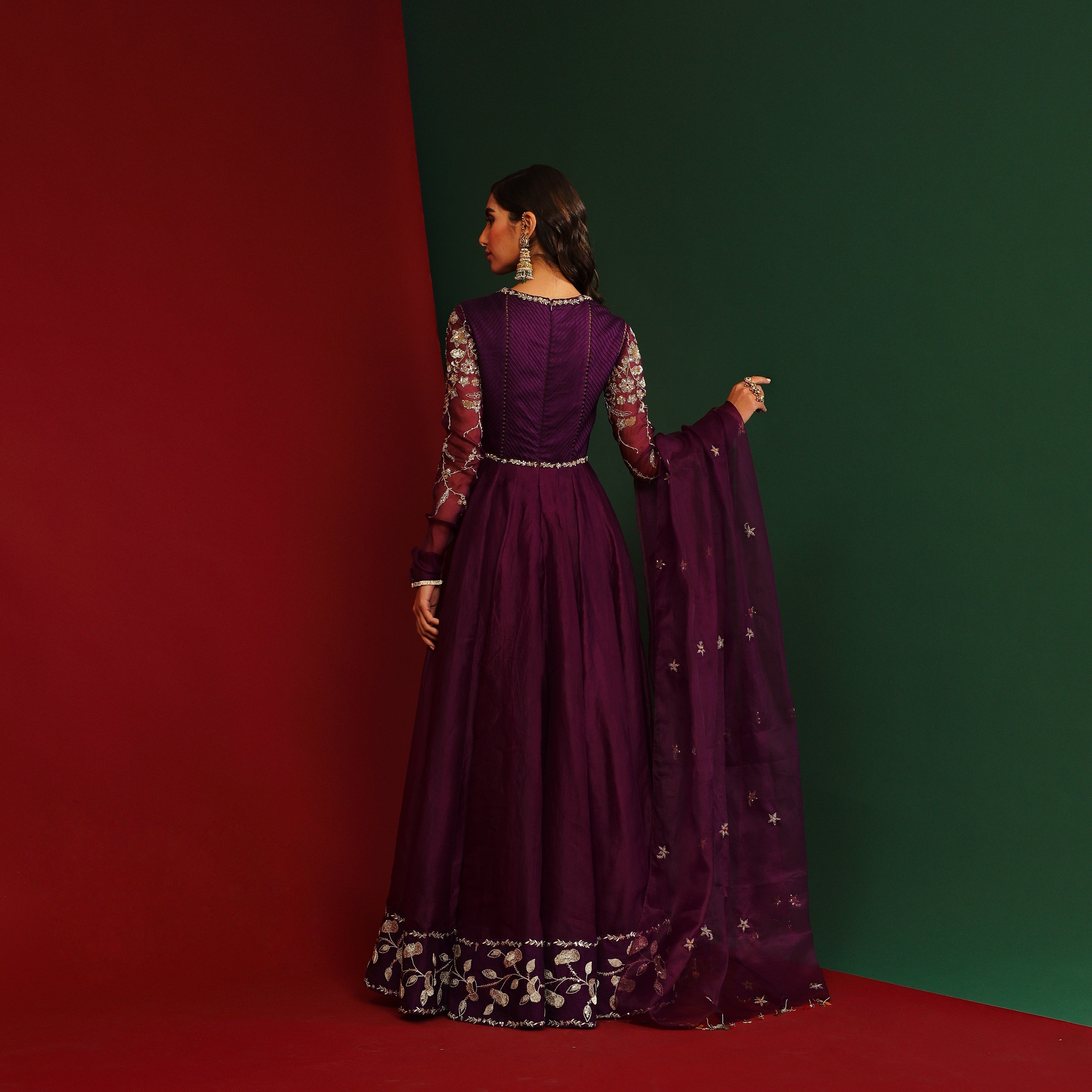 Grapevine embroidered anarkali set