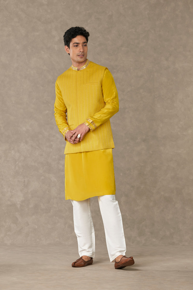 Corn Yellow Tissue Bandi and Kurta Set