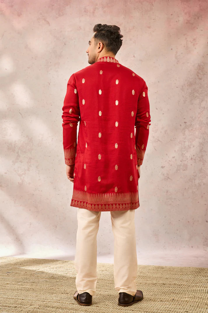 RED HAAATH PHOOL KURTA