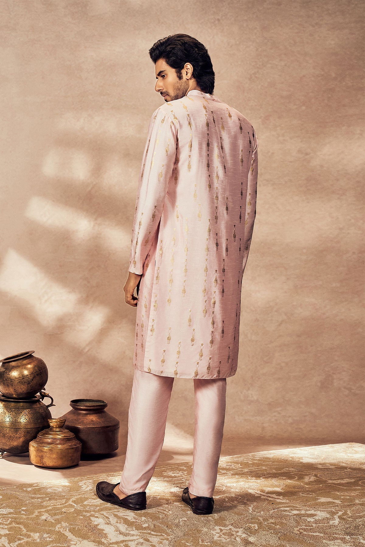 BABY PINK TRIBAL PILLAR KURTA SET