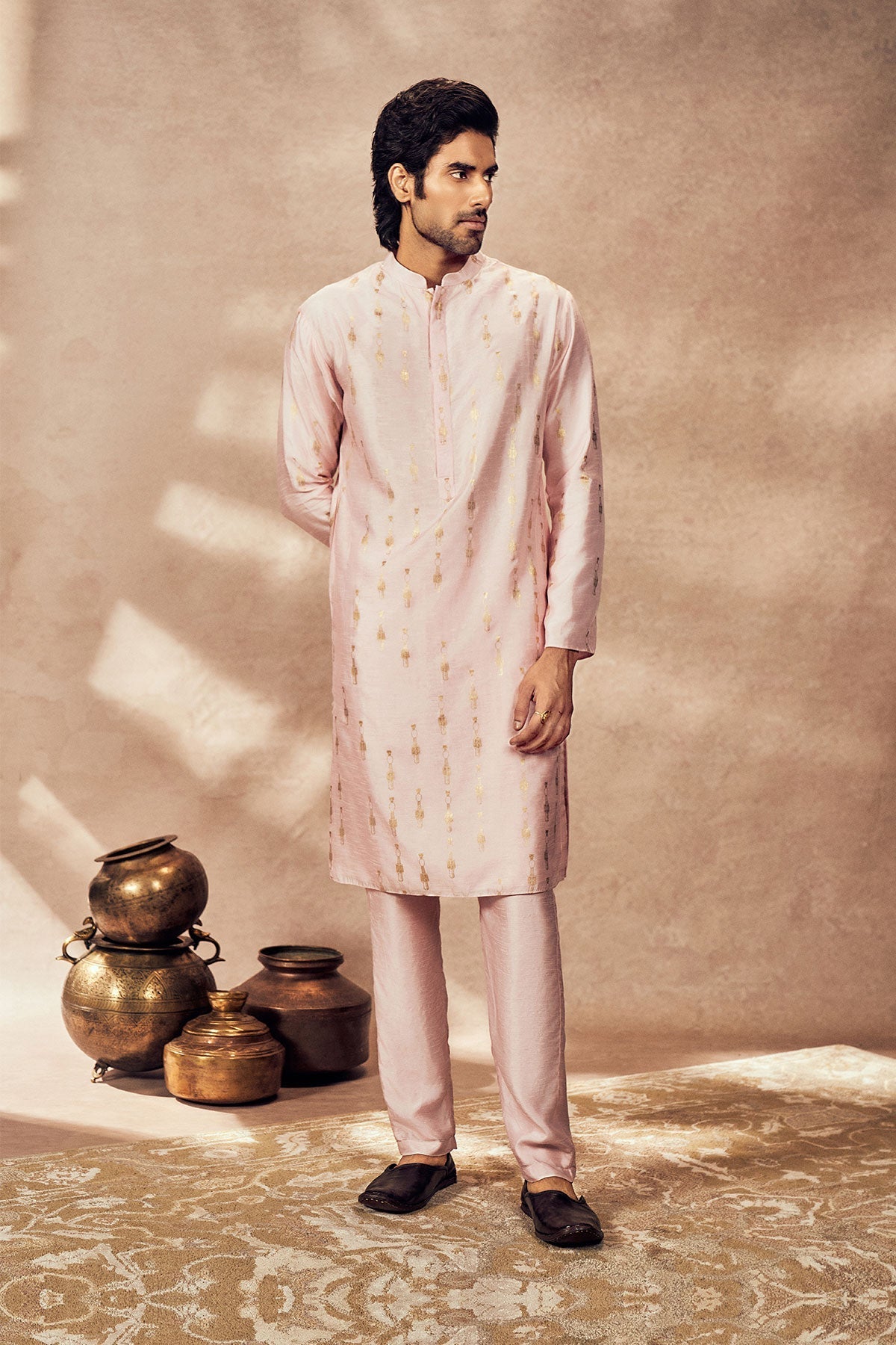 BABY PINK TRIBAL PILLAR KURTA