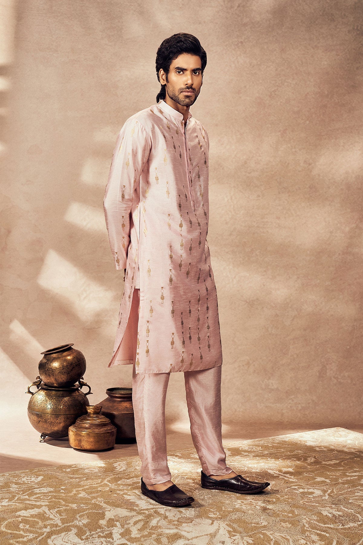 BABY PINK TRIBAL PILLAR KURTA